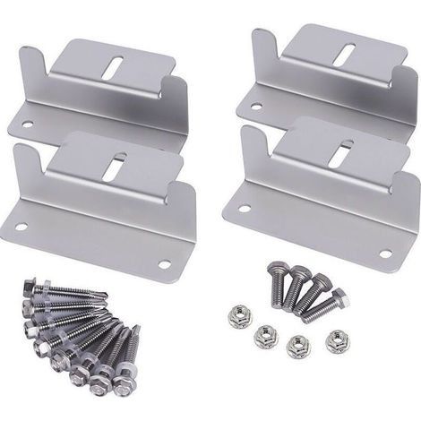 Lot de 4 supports en Z pour panneau solaire-100mm pour montage sur toit de panneau solaire avec écrous et boulons pour camping-car, bateau, toit, mur et autres installations de toit hors grille (1/5)