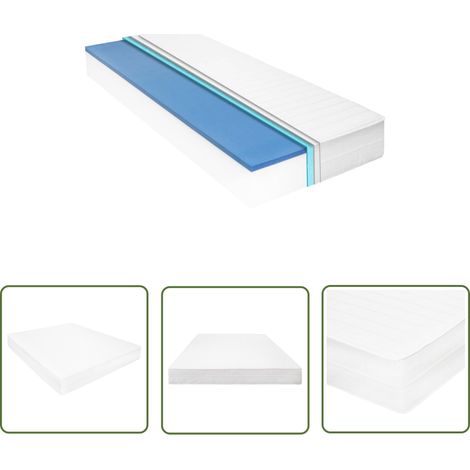 The Living Store Matelas 140 x 200 cm Mousse à mémoire de forme Visco 18 cm - Matelas Confortable - Matelas À Mémoire De Forme - Matelas Blanc - Literie - Sommier (1/5)