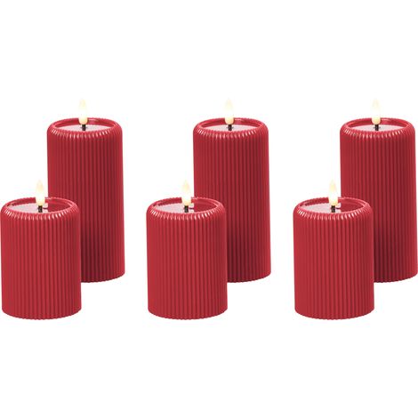Conjunto de 6 decoraciones de Navidad LED para interiores vela accesorio de parafina rojo Noisette