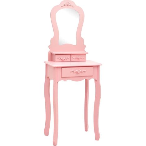 Maison Exclusive - Schminktisch-Set mit Hocker Rosa 50x59x136 cm (1/5)