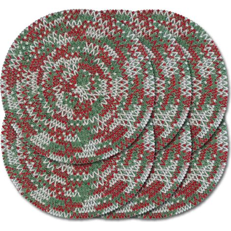 Lot de 6 sets de table ronds tressés de 38,1 cm pour tables de salle à manger, tissés naturels, rustiques, résistants à la chaleur pour Noël (01 Noël, 6)'Noël 01 6 pcs'Noël 01'6 pcs (1/5)