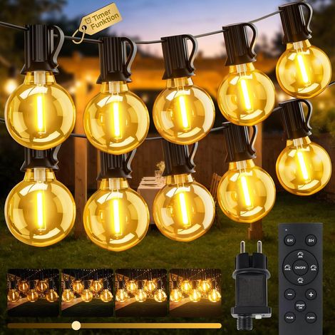 Guirnalda de luces exteriores de 30 m, G40, 98,4 pies, LED impermeables, conectables para jardín, patio, balcón, boda. (1/5)