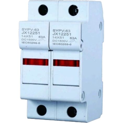gloca Supporto Per Fusibili Cilindrici Base RT18-63 2P DIN 14 x 51mm AC/DC (1/4)
