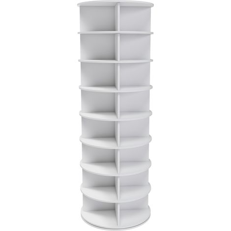CAIziTour porte-chaussures pivotante, étagère tournante à 8 niveaux, organisateur de chaussures autoportant pivotant à 360°, pour 32 paires de chaussures (8 niveaux, Blanc)