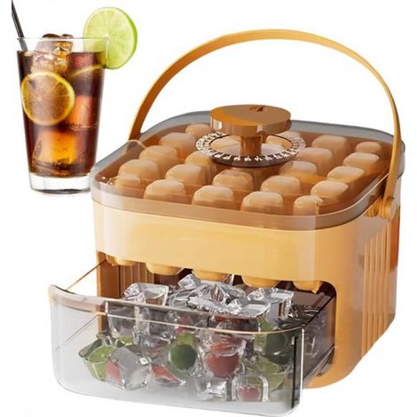 Eiswürfelform-Set – Mit Druckknopfmechanismus – Inklusive Aufbewahrungsbehälter und Schaufel – Freihändige Bedienung – Leichtes Entnehmen – Wiederverwendbar – Ideal für Partys und den täglichen Gebrau (1/5)