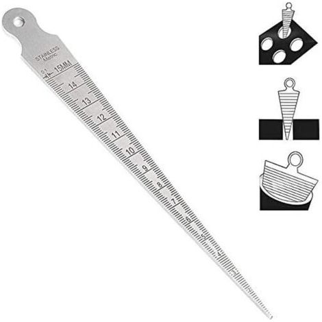 Calibre conique, calibre de soudage conique en acier inoxydable, jauge d'épaisseur pouce-métrique, outil de mesure de trous métriques (1/5)