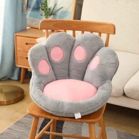Bureau mignon coussin de siège épaississement une pièce 3D confortable coussin de siège chaud pour les sièges de bureau et de maison griffe de chat gris 48x45x40cm/18.9x17.7x15.7in.