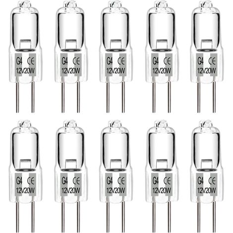 Ampoule Halogène G4 12V 20W Chaud Dimmable, Capsule G4 Halogene pour Hotte, Cuisine, Lustre, Salon, Lot de 10