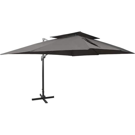 Parasol de jardin déporté avec double plateau Anthracite 400 x 300 cm (1/5)