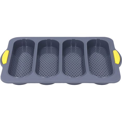 Baguetteform mit 4 Rillen, Silikon, weiche, glatte Oberfläche, Brotform, Backform, Küchenhelfer, Hellgrau (1/5)