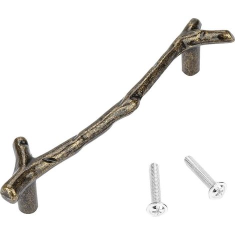 Poignée de porte de meuble en alliage de zinc massif en forme de branche d'arbre, style simple (122-Bronze) (1/5)