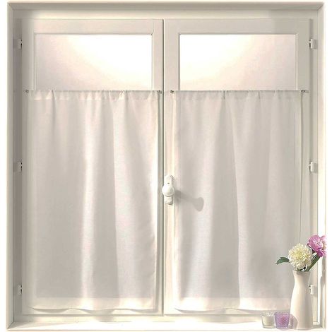 Paire de Petits rideaux "Sobriété" Blanc 55x160 cm