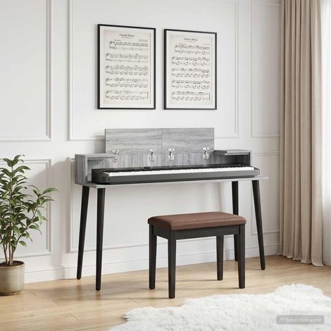 vidaXL Studio Desk Grey Sonoma 152 x 36 x 19.5 cm Engineered Wood (1/5)
