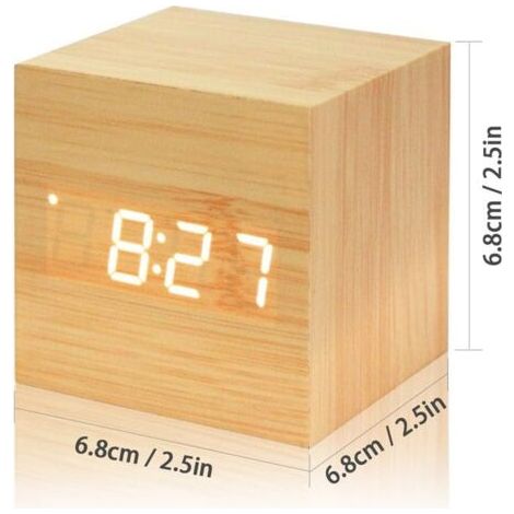 Sveglia in legno - Mini orologio digitale con temperatura, display luminoso a 3 livelli e controllo vocale, perfetto per viaggi e casa (1/4)