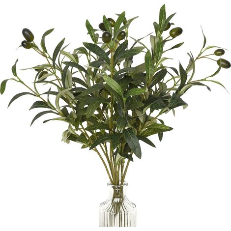 Branches d'olivier artificielles pour vases, Branches d'olivier avec oliviers réalistes, tiges de Verdure Artificielle pour centres de Table, Arrangements Floraux (3 pièces, 45,7 cm) (1/5)