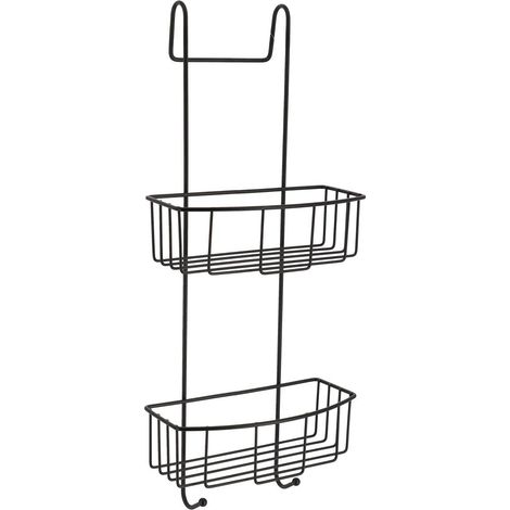 Estantería metálica para la pared de la ducha con 2 cesteras - negro - Tendance (1/4)