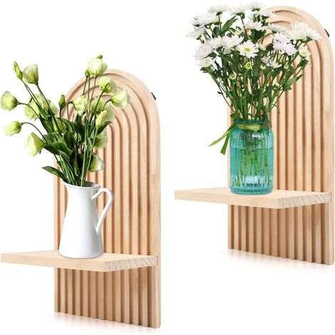 2PCS Étagère Murale, Étagères Flottantes de 34.5 18 cm, Rustique Etagere Bois, Tablette Flottant, Montage Mural, Étagère de Rangement Suspendue,pour Salon,Cuisine, Bureau,Salle de Bain (1/5)