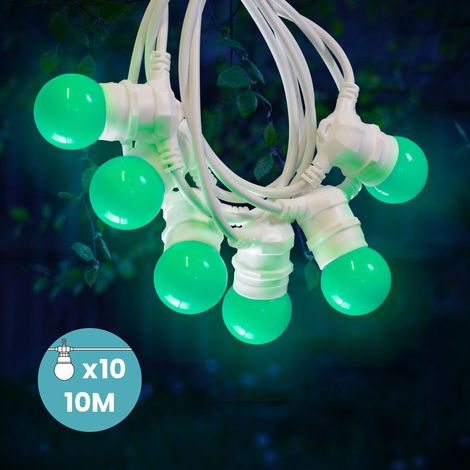 Guirlande Lumineuse Extérieur Vert 10 m Cable Blanc