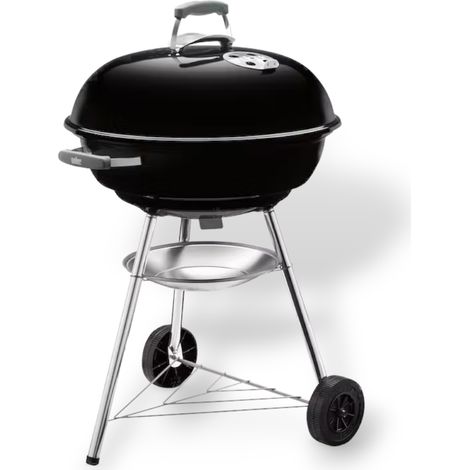 Barbacoa de carbón redonda con ruedas y parrilla de acero cromado original WEBER COMPACT KETTLE - Tamaño Ø57 cm