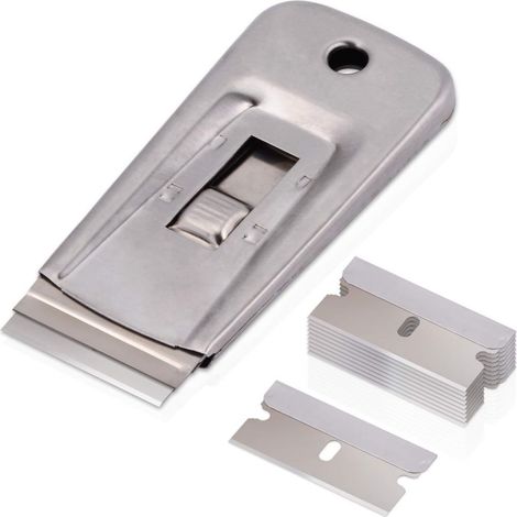 1 Grattoir métal, 10 lames, construction durable, design ergonomique, pour verre, céramique, maison, pro (1/5)