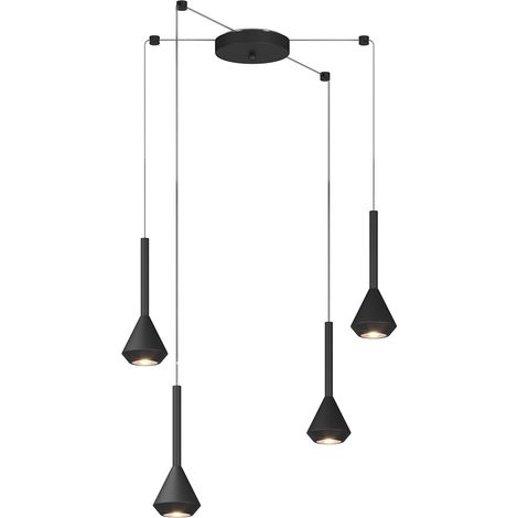 Lampadario Moderno Aygo Metallo Nero 4 Luci Gu10