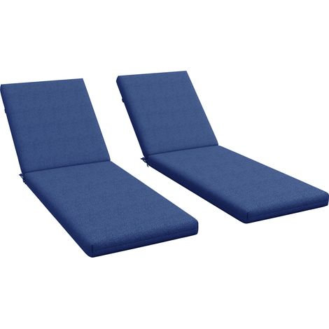 Set mit 2 Liegestuhl-/Gartenstuhlmatratzen mit Befestigungsgurten für den Garten, Blau