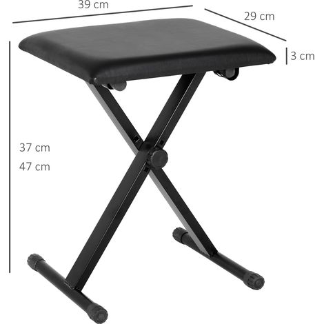 Klavierhocker Höhenverstellbar Klavierbank, X-förmiger Pianobank mit Kunstleder Kissen Klappbare Klavierstuhl für Piano Keyboard 39 x 29 x 37-47 cm Schwarz (1/5)