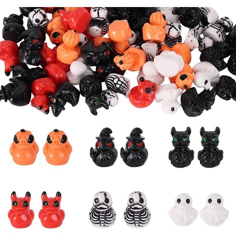 60pcs Halloween Mini Canards Résine, 6 Styles Canards en Résine