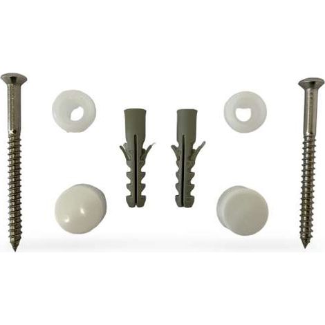 WC-/Ablagen-Befestigungs-Set mit Messingschraube 6x70mm Kappen weiß