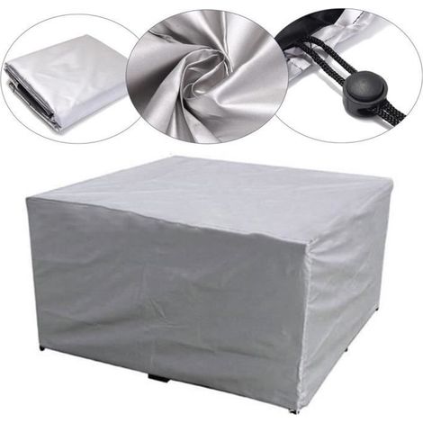 213×132×74cm Housse protection pour meuble de jardin, Housse salon de jardin rectangulaire pour chaise fauteuil table jardin Argent (1/5)