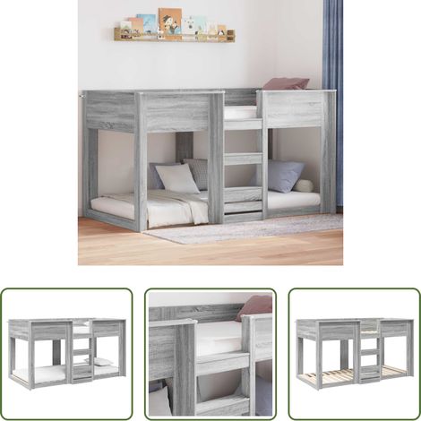 Holz Etagenbett - Etagenbett für Kinder Graues Sonoma 75 x 190 cm Holzwerkstoff (1/5)