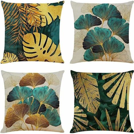 Set of 4 square cushion covers 40 x 40 cm – Eco-friendly linen covers – Invisible zipper – Sofa and bed decoration (1/5)