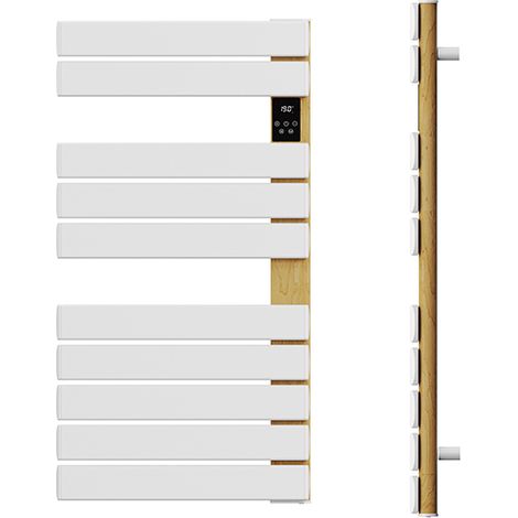 Batilec – Sèche-serviettes barres plates 500W finition bois – Régulation électronique programmable – Détection automatique d'ouverture de fenêtres – IP24