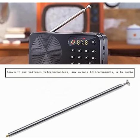 Antenne Télescopique à Filetage M3 6 Sections pour Radio AM FM Radio TV RC Contrôleur d'avion Voiture Télécommande Étiré 820mm Remplacement (1/3)