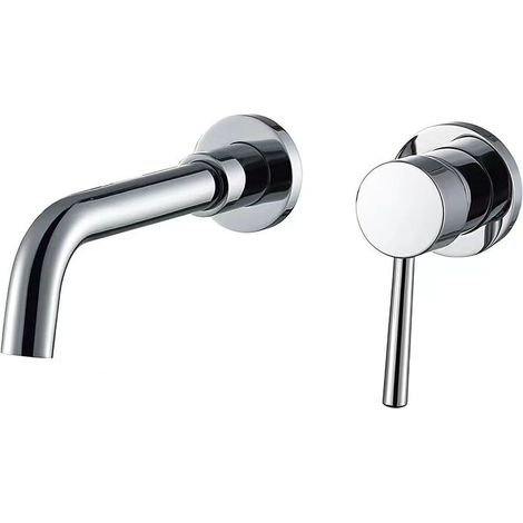 Rubinetti per lavabo nascosti in ottone, miscelatore caldo/freddo (argento) (1/4)