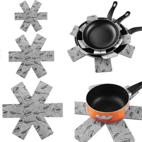 12pcs Protège Casserole Séparateur, 3 Tailles Poele Protection, Protection de Séparation des Casseroles, Protections de Poêle (1/4)