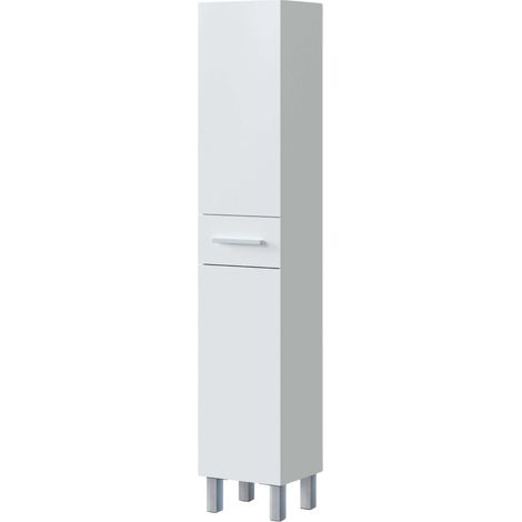 Columna de Baño Athena Estilo Contemporáneo 2 Puertas y 1 cajón Color Blanco Brillo 182x35x31 cm (1/5)
