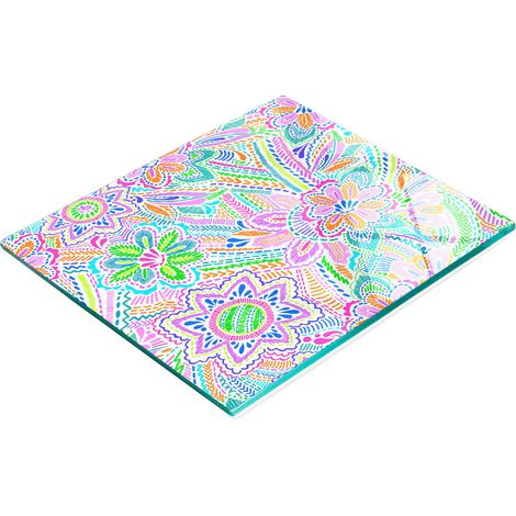 Tagliere da cucina decorativo multifunzionale in vetro con motivo floreale, 60x52 cm (1/5)