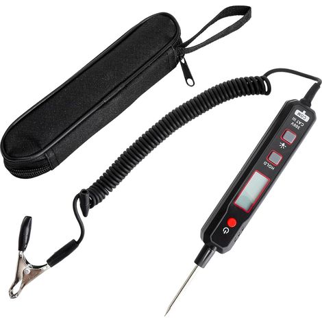 Testeur de circuit automobile 12V–100V – Testeur fusible voiture digital LCD avec rétroéclairage, alarme sonore, arrêt automatique et lampe intégrée, testeur de fusible précis pour voiture, moto (1/5)