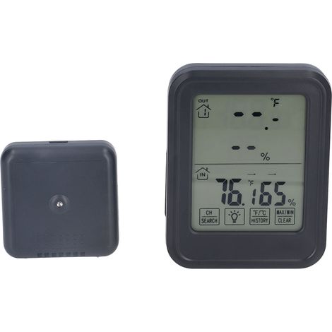 Thermomètre-hygromètre numérique étanche à écran tactile avec capteur pour intérieur et extérieur, noir (1/5)