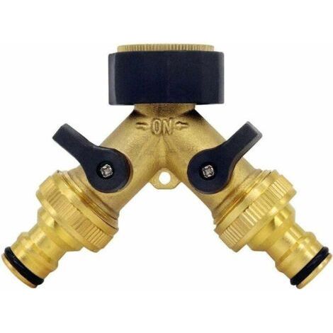 Water Inlet Hose Y Connector (2 Way for Inlet Hose, 26.9mm (3/4") Brass, Y Manifold), Compatible with 1/2 Inch Garden Hose Connector System (1/4)