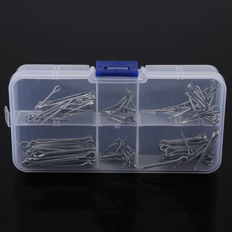 Packung mit 175 Zink-Sicherheitsnadeln in 5 verschiedenen Größen für industrielle Befestigungsanwendungen - Komplettes Sortiment in einer Aufbewahrungsbox. (1/5)