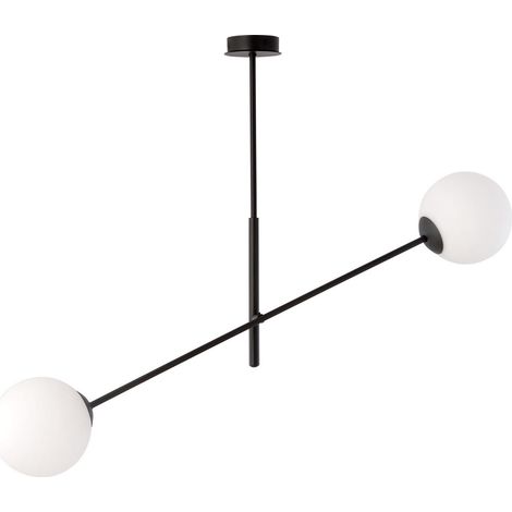 Suspension Emibig Linear 2xE14 noir/opale verre 102 cm (1/4)