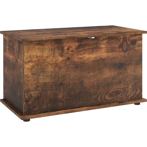 HOMCOM Cassapanca con Coperchio di Sicurezza, Baule da 102L, Marrone Rustico (1/5)