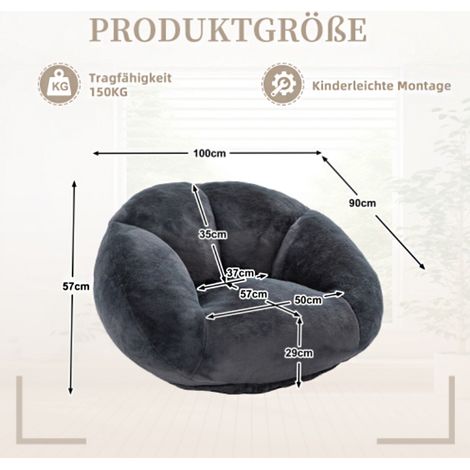 Canapé pouf moelleux et confortable – Coussin antidérapant, housse non amovible, aucun montage requis – Idéal pour salon, séjour ou chambre (1/5)
