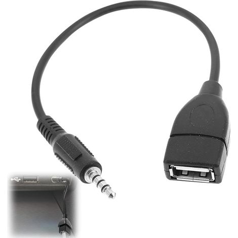 1 Stück Audio-Klinke-auf-USB-Adapter, USB-auf-3,5-mm-Klinke-Adapter, 20 cm, Schwarz, für Autoradios mit MP3-Decoder (1/5)