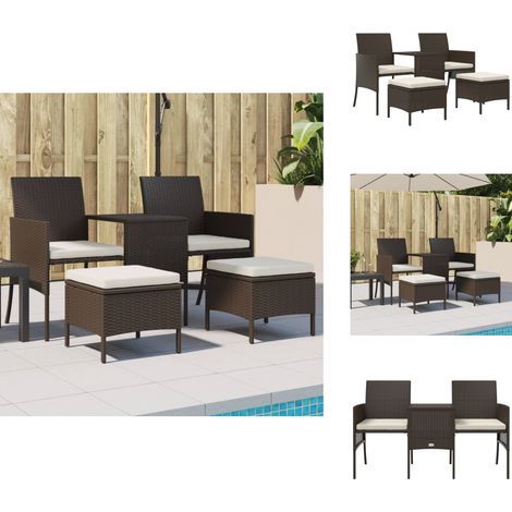 Canapé de jardin 2 places avec table et tabourets marron rotin - Canapé De Jardin - Salon De Jardin - Mobilier De Jardin - Résine Tressée - Rotin Synthétique (1/5)