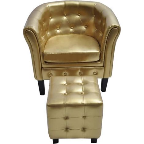 Chaise cabriolet avec repose-pied doré similicuir vidaXL