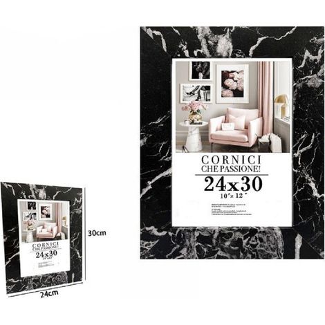 TrAdE Shop Traesio - Cornice Porta Foto Quadri Tele Poster 24 X 30cm Modello Effetto Marmo Nero 71674 -