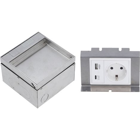 Prise encastrée sol 2 broches USB Type C étanche cache-disque acier inox boîtier PC ignifuge pour cuisine bureau commerce (1/5)